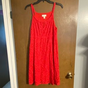 LOFT Red Keyhole Neck Dress